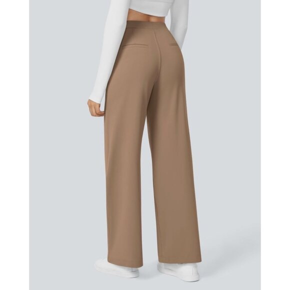 Halara High Waisted Plicated Side Pocket Straight Leg Work Pants Sz Small Beige - Picture 2 of 10